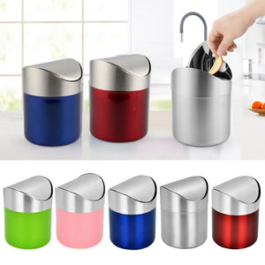 Colorful Stainless Steel Desk Trash Bin