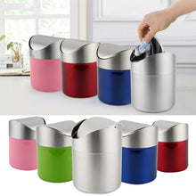 Load image into Gallery viewer, Colorful Stainless Steel Desk Trash Bin