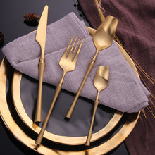 Load image into Gallery viewer, Stainless Steel Cutlery Set Gold Dinnerware Set