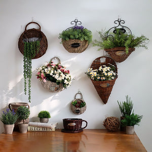 Wall Hanging Natural Wicker Flower Basket