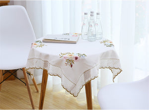 Europe Flowers Tablecloth White Hollow Lace