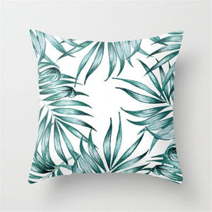 Hot Tropical Plant  Green Leaves Pillow