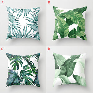 Hot Tropical Plant  Green Leaves Pillow