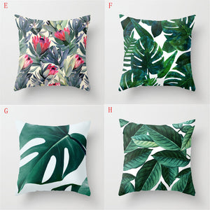 Hot Tropical Plant  Green Leaves Pillow