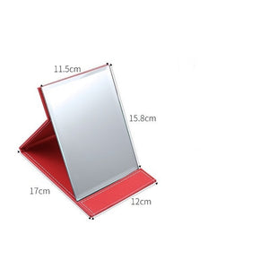 Folding Leather Table Traveling Hand Makeup Mirror