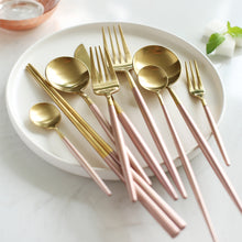 Load image into Gallery viewer, Korean Royal Pink Golden Tableware