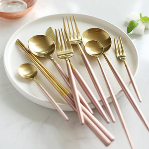 Korean Royal Pink Golden Tableware