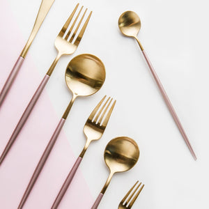 Korean Royal Pink Golden Tableware