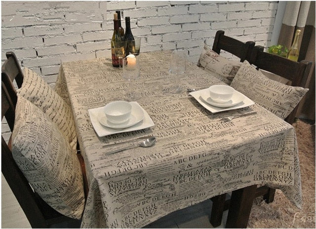 9 Sizes Newspaper Pattern Decorative Table Cloth