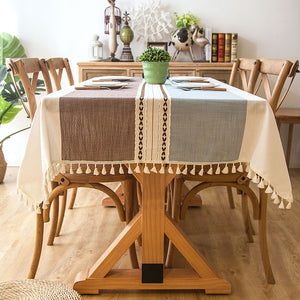 Plaid Decorative Linen Tablecloth