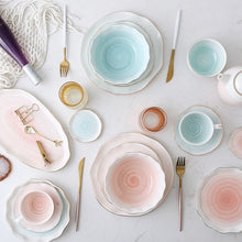 Load image into Gallery viewer, Pink And Blue Gold Ceramic Tableware