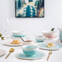 Load image into Gallery viewer, Pink And Blue Gold Ceramic Tableware