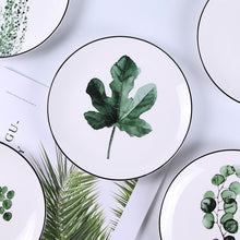 Load image into Gallery viewer, Round Green Plants Porcelain Dinner Plate Set