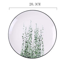 Load image into Gallery viewer, Round Green Plants Porcelain Dinner Plate Set