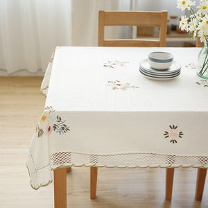 Europe Flowers Tablecloth White Hollow Lace