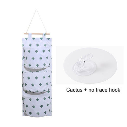 3 Pockets Cotton Wall Hanging Storage Bags