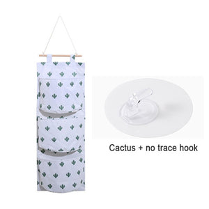 3 Pockets Cotton Wall Hanging Storage Bags